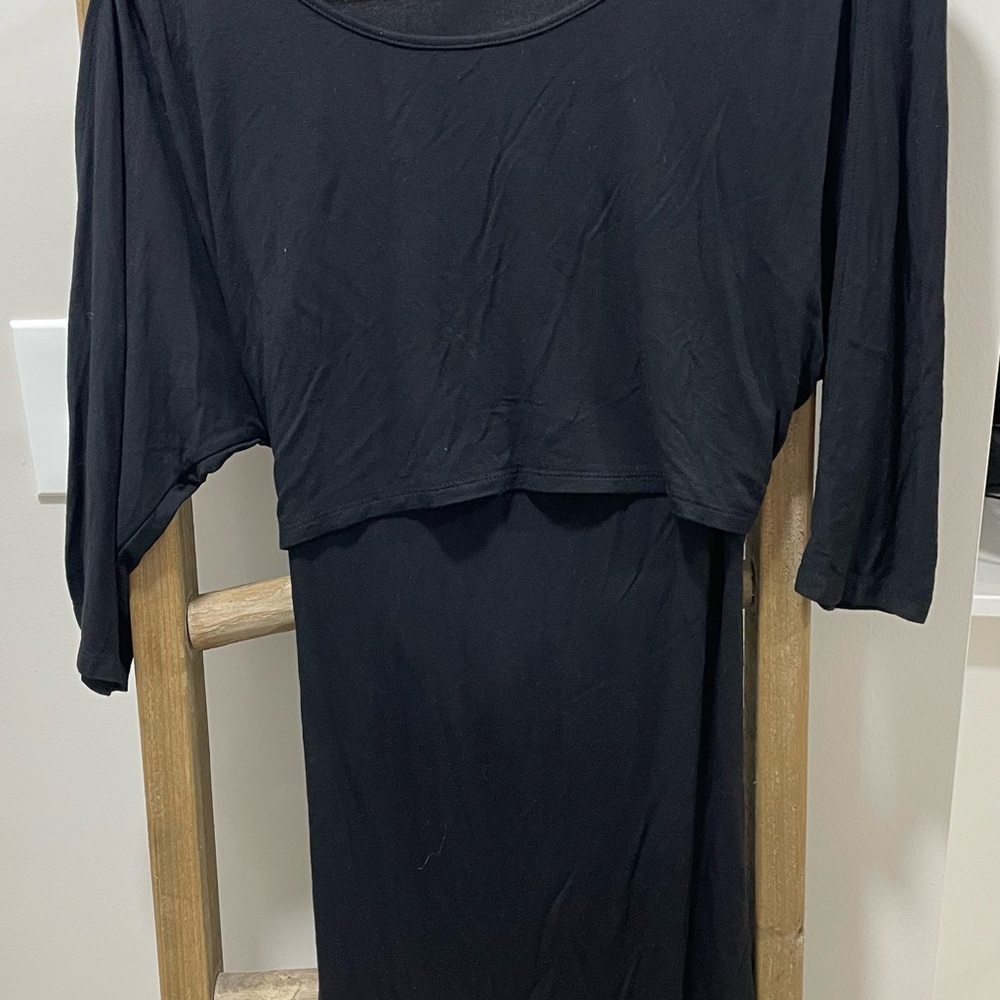 Comfortable Black Nursing Maternity Dress